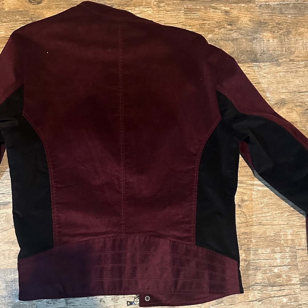 John Varvatos Deep Red and Black Bomber Jacket - Picture 2 of 3